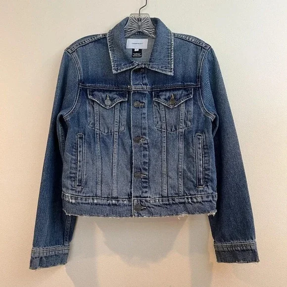 Current Elliot The Baby Trucker Blue Designer Classic Casual Denim Jean Jacket M - Picture 3 of 11